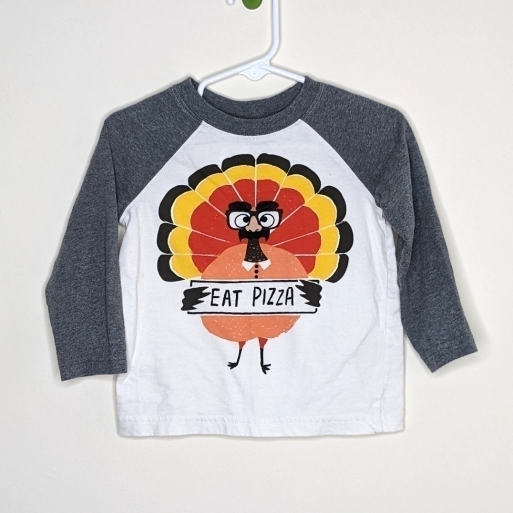 Gymboree Turkey Eat Pizza Funny Shirt 12-18m